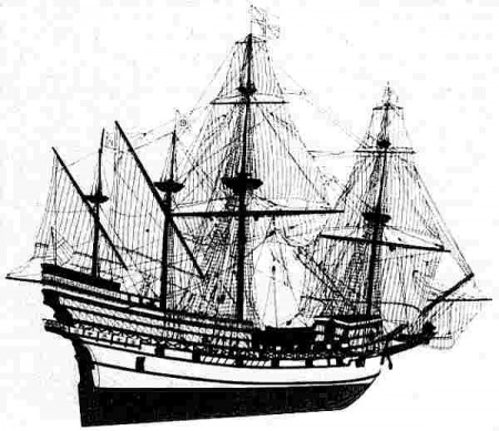 Španělská galeona z 16. století.